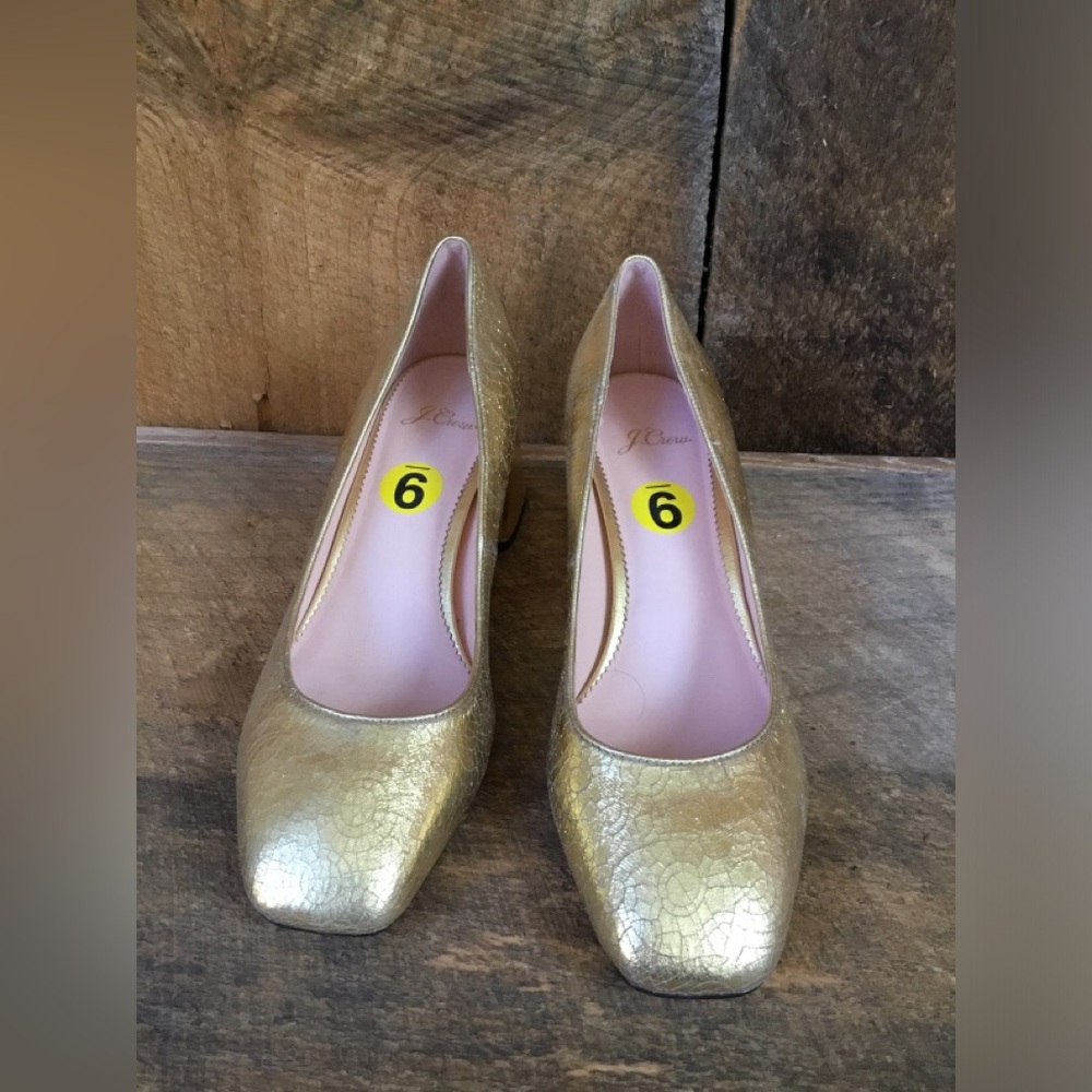 J.Crew Gold Crackle Heels